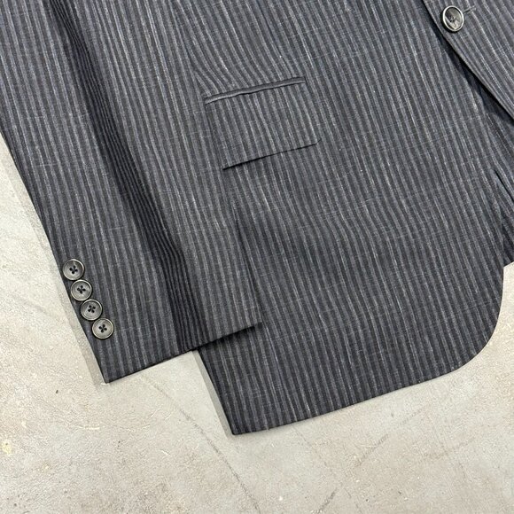 Jack Victor Wool Linen Silk Blazer Half Lined Sport Coat Striped Grey 40R - Picture 3 of 9
